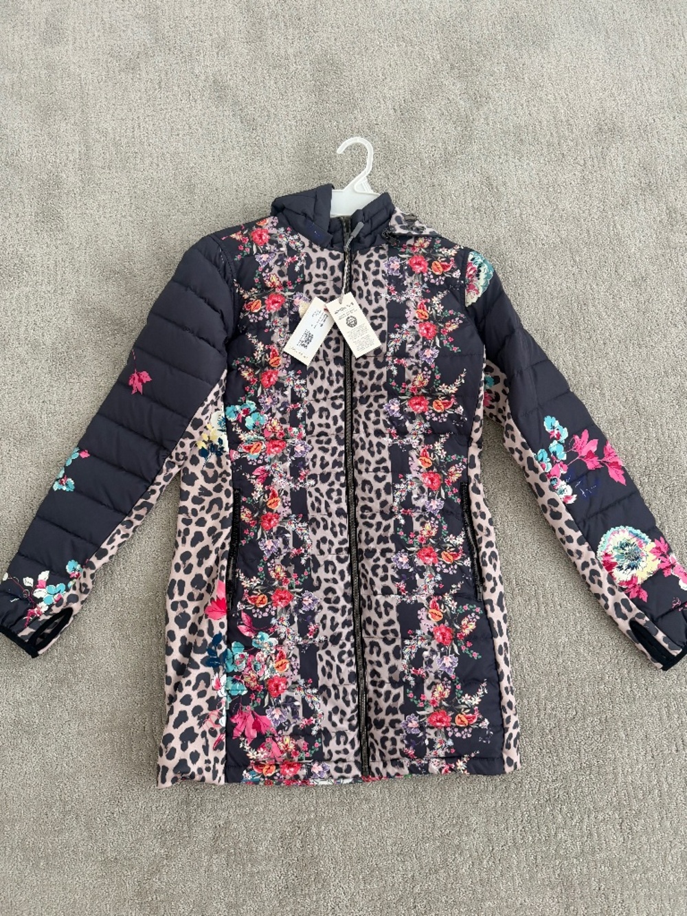 NWT- Johnny Was Lubello Reversible Down Puffer Jacket XS NWT Floral Leopard